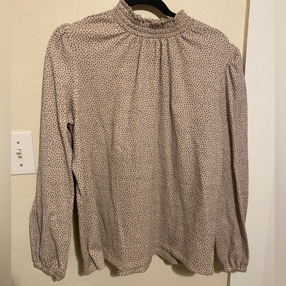 LOFT Cheetah Mock Neck Long Sleeve Blouse